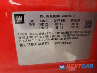 Zdjęcie 17 z 18 samochodu: 2015 CHEVROLET SONIC LT VIN:1G1JC5SHXF4136576 - miniatura