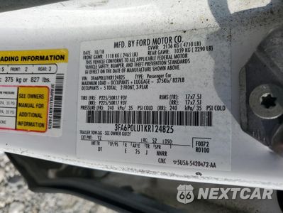 Zdjęcie 12 z 12 samochodu: 2019 FORD FUSION SE VIN:3FA6P0LU1KR124825 - miniatura