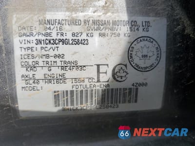 Zdjęcie 13 z 13 samochodu: 2016 NISSAN MICRA VIN:3N1CK3CP9GL258423 - miniatura