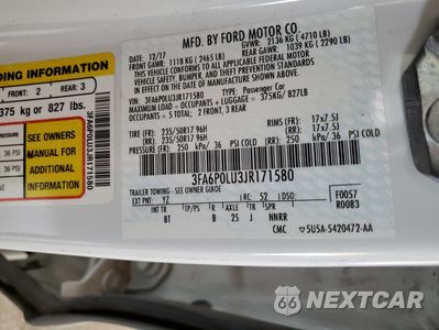 Zdjęcie 12 z 12 samochodu: 2018 FORD FUSION SE HYBRID VIN:3FA6P0LU3JR171580 - miniatura