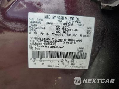 Zdjęcie 13 z 13 samochodu: 2011 FORD EXPLORER XLT VIN:1FMHK8D88BGA10468 - miniatura