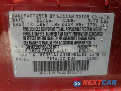 Zdjęcie 13 z 13 samochodu: 2016 NISSAN VERSA NOTE S VIN:3N1CE2CP6GL381677 - miniatura