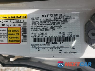 Zdjęcie 12 z 13 samochodu: 2018 FORD FUSION SE HYBRID VIN:3FA6P0LU9JR171809 - miniatura