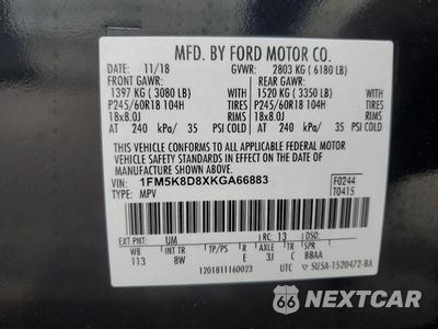 Zdjęcie 13 z 13 samochodu: 2019 FORD EXPLORER XLT VIN:1FM5K8D8XKGA66883 - miniatura