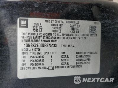 Zdjęcie 13 z 13 samochodu: 2011 CHEVROLET TAHOE SPECIAL VIN:1GNSK2E00BR375433 - miniatura