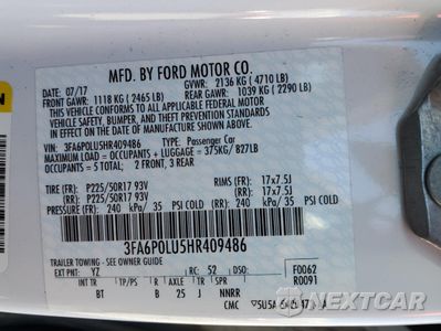 Zdjęcie 12 z 13 samochodu: 2017 FORD FUSION SE HYBRID VIN:3FA6P0LU5HR409486 - miniatura