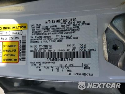 Zdjęcie 12 z 12 samochodu: 2018 FORD FUSION SE HYBRID VIN:3FA6P0LU4JR171541 - miniatura