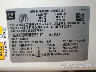 Zdjęcie 14 z 14 samochodu: 2014 BUICK ENCLAVE VIN:5GAKRBKD8EJ250177 - miniatura