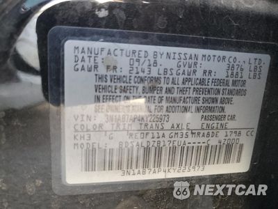 Zdjęcie 12 z 12 samochodu: 2019 NISSAN SENTRA S VIN:3N1AB7AP4KY225973 - miniatura