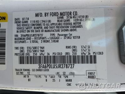 Zdjęcie 12 z 12 samochodu: 2018 FORD FUSION SE HYBRID VIN:3FA6P0LU5JR278727 - miniatura