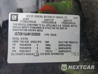 Zdjęcie 12 z 12 samochodu: 2008 GMC SIERRA K1500 VIN:2GTEK19J481202826 - miniatura