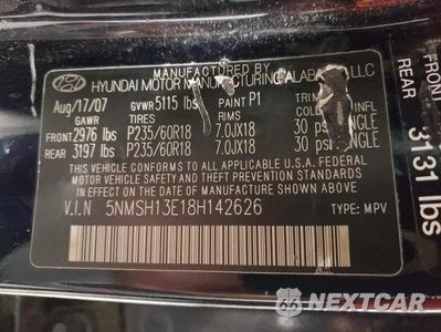 Zdjęcie 13 z 13 samochodu: 2008 HYUNDAI SANTA FE SE VIN:5NMSH13E18H142626 - miniatura