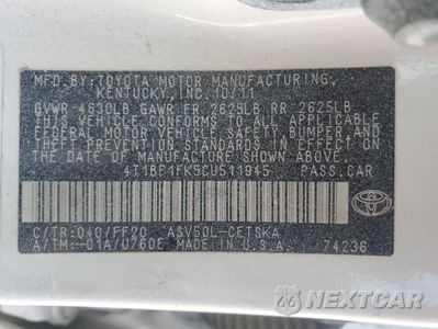 Zdjęcie 12 z 12 samochodu: 2012 TOYOTA CAMRY BASE VIN:4T1BF1FK5CU511945 - miniatura