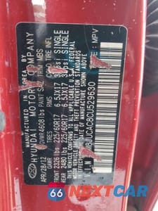 Zdjęcie 14 z 14 samochodu: 2012 HYUNDAI TUCSON GLS VIN:KM8JUCAC8CU529630 - miniatura