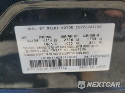 Zdjęcie 12 z 12 samochodu: 2008 MAZDA SPEED 3 VIN:JM1BK34M281148691 - miniatura