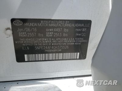 Zdjęcie 12 z 12 samochodu: 2016 HYUNDAI SONATA SE VIN:5NPE24AF4GH375526 - miniatura