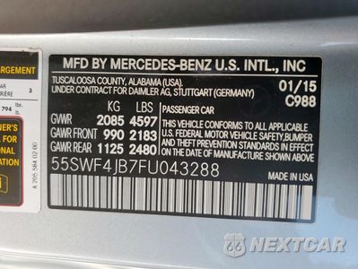 Zdjęcie 12 z 12 samochodu: 2015 MERCEDES-BENZ C 300 VIN:55SWF4JB7FU043288 - miniatura