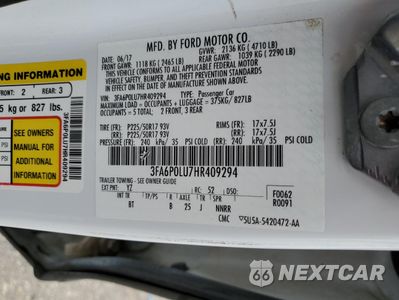 Zdjęcie 12 z 13 samochodu: 2017 FORD FUSION SE HYBRID VIN:3FA6P0LU7HR409294 - miniatura