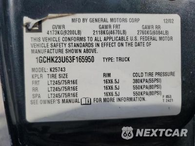 Zdjęcie 12 z 12 samochodu: 2003 CHEVROLET SILVERADO K2500 HEAVY DUTY VIN:1GCHK23U63F165950 - miniatura