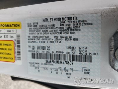 Zdjęcie 12 z 13 samochodu: 2018 FORD FUSION SE HYBRID VIN:3FA6P0LU8JR278639 - miniatura