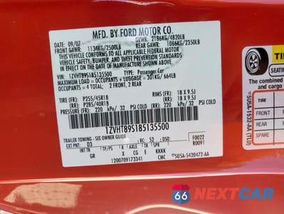 Zdjęcie 12 z 12 samochodu: 2008 FORD MUSTANG SHELBY GT500 VIN:1ZVHT89S185135500 - miniatura