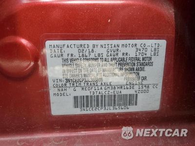 Zdjęcie 12 z 12 samochodu: 2018 NISSAN VERSA NOTE S VIN:3N1CE2CP3JL365606 - miniatura