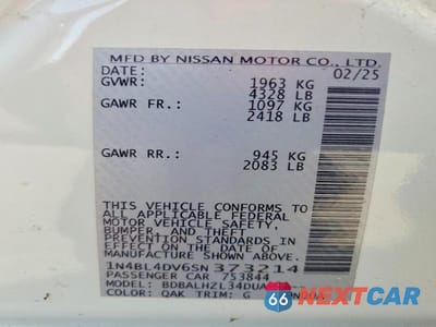 Zdjęcie 12 z 12 samochodu: 2025 NISSAN ALTIMA SV VIN:1N4BL4DV6SN373214 - miniatura