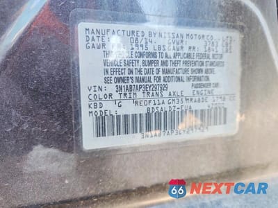 Zdjęcie 12 z 12 samochodu: 2014 NISSAN SENTRA SV VIN:3N1AB7AP3EY297929 - miniatura