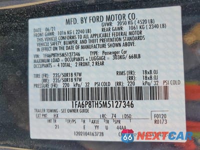 Zdjęcie 12 z 12 samochodu: 2021 FORD MUSTANG VIN:1FA6P8TH5M5127346 - miniatura