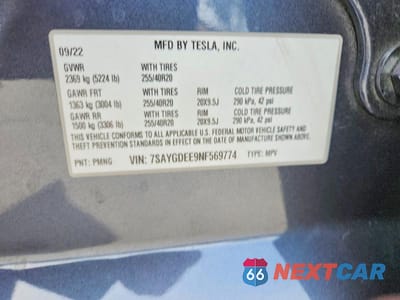 Zdjęcie 12 z 12 samochodu: 2022 TESLA MODEL Y VIN:7SAYGDEE9NF569774 - miniatura