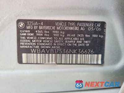 Zdjęcie 12 z 12 samochodu: 2006 BMW 325 I AUTOMATIC VIN:WBAVB17536NK36626 - miniatura