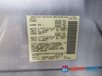 Zdjęcie 12 z 12 samochodu: 2019 NISSAN TITAN XD PRO-4X VIN:1N6BA1F46KN521247 - miniatura