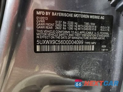 Zdjęcie 13 z 13 samochodu: 2013 BMW X3 XDRIVE28I VIN:5UXWX9C56D0D04099 - miniatura