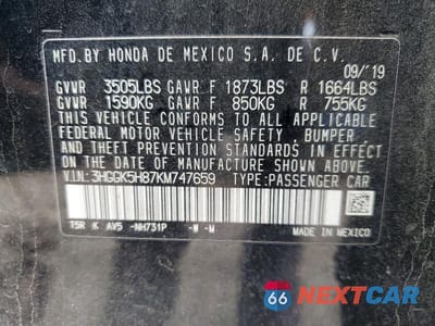 Zdjęcie 13 z 13 samochodu: 2019 HONDA FIT EX VIN:3HGGK5H87KM747659 - miniatura