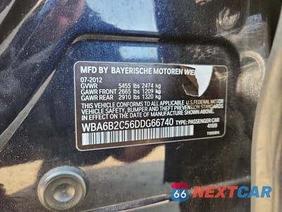 Zdjęcie 12 z 12 samochodu: 2013 BMW 650 I VIN:WBA6B2C56DDG66740 - miniatura