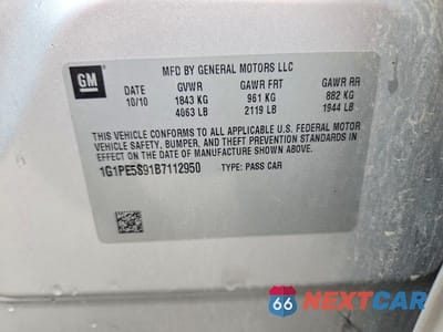 Zdjęcie 12 z 12 samochodu: 2011 CHEVROLET CRUZE LT VIN:1G1PE5S91B7112950 - miniatura