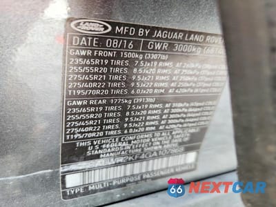 Zdjęcie 13 z 13 samochodu: 2016 LAND ROVER RANGE ROVER SPORT HSE VIN:SALWR2KF4GA107868 - miniatura