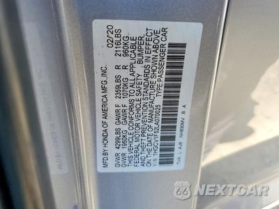 Zdjęcie 12 z 12 samochodu: 2020 HONDA ACCORD EXL VIN:1HGCV1F52LA070025 - miniatura