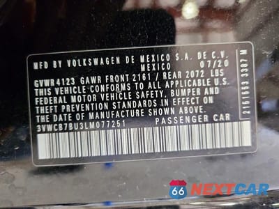 Zdjęcie 12 z 12 samochodu: 2020 VOLKSWAGEN JETTA S VIN:3VWCB7BU3LM077251 - miniatura