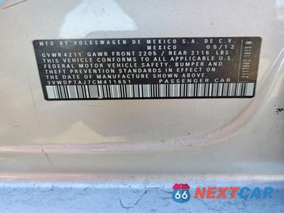 Zdjęcie 12 z 12 samochodu: 2012 VOLKSWAGEN JETTA SE VIN:3VWDP7AJ7CM411651 - miniatura