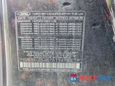 Zdjęcie 13 z 13 samochodu: 2007 LAND ROVER RANGE ROVER SPORT HSE VIN:SALSK25467A114785 - miniatura