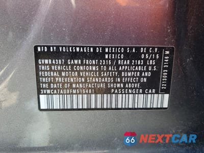 Zdjęcie 14 z 14 samochodu: 2015 VOLKSWAGEN GOLF SPORTWAGEN TDI S VIN:3VWCA7AU8FM515481 - miniatura