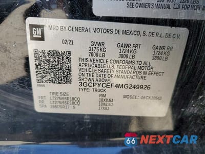 Zdjęcie 12 z 12 samochodu: 2021 CHEVROLET SILVERADO VIN:3GCPYCEF4MG249926 - miniatura