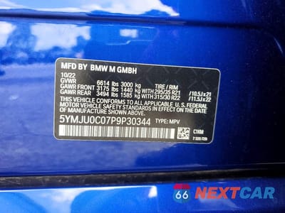 Zdjęcie 14 z 14 samochodu: 2023 BMW X5 M VIN:5YMJU0C07P9P30344 - miniatura