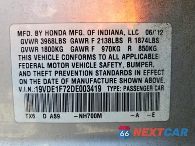 Zdjęcie 13 z 13 samochodu: 2013 ACURA ILX 20 TECH VIN:19VDE1F72DE003419 - miniatura