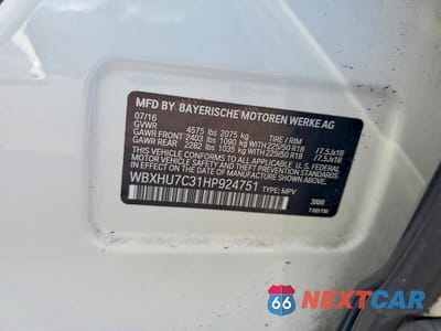 Zdjęcie 12 z 12 samochodu: 2017 BMW X1 SDRIVE28I VIN:WBXHU7C31HP924751 - miniatura