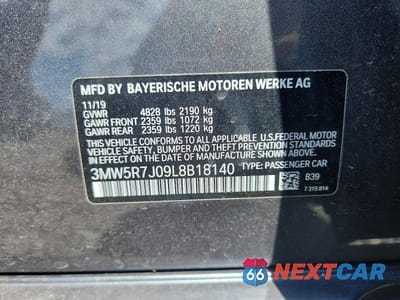Zdjęcie 12 z 12 samochodu: 2020 BMW 330XI VIN:3MW5R7J09L8B18140 - miniatura