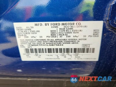 Zdjęcie 13 z 13 samochodu: 2020 FORD EXPLORER LIMITED VIN:1FMSK7FH1LGB75633 - miniatura