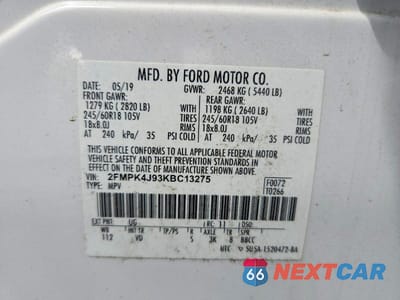 Zdjęcie 14 z 14 samochodu: 2019 FORD EDGE SEL VIN:2FMPK4J93KBC13275 - miniatura
