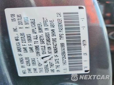 Zdjęcie 12 z 12 samochodu: 2008 HONDA ACCORD LXP VIN:1HGCP26458A141989 - miniatura